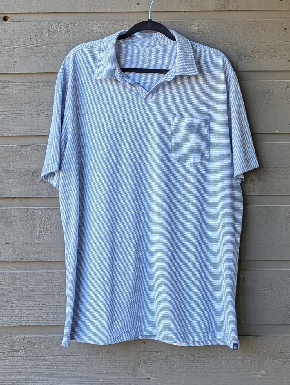 Even Tide Stripe Johnny Collar Pocket Polo Stitch Fix Blue White Men's XXL